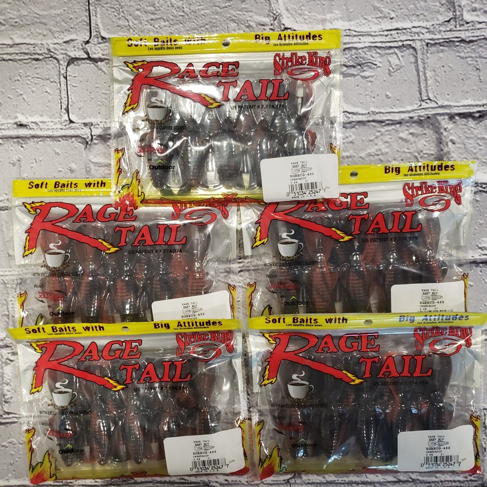 5pk Strike King Rage Tail Baby Bug 3" Crawdaddy Soft Baits RGBBUG-466 45 Total